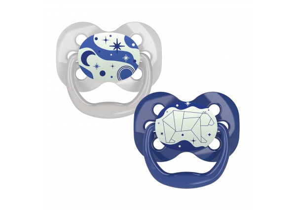 Dr Brown's Advantage Pacifier Glow in the Dark - Stage 2 Blue 6-18M 2PK